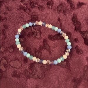 Elegant Blue and White Beaded Bracelet
